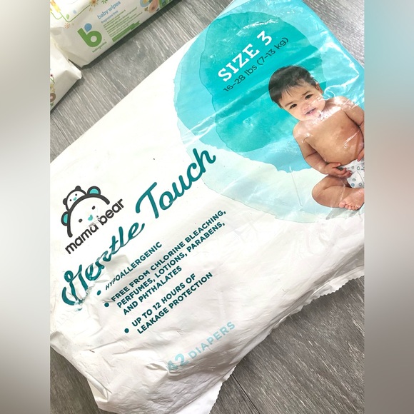 NEW BULK MAMABEAR DIAPERS GENTLE TOUCH SIZE 1 and 3! 2 PACKS OF BABYGANICS WIPES - Picture 4 of 9